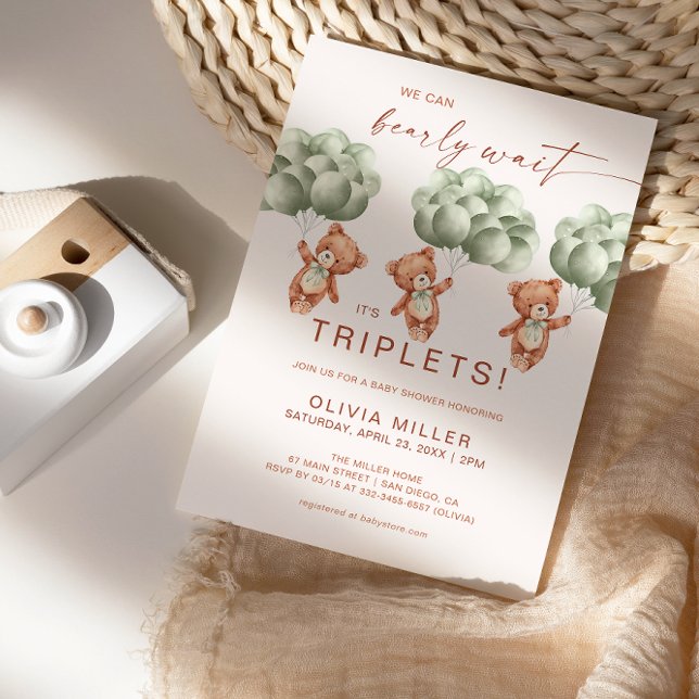 Wir können frühzeitig die grüne Triplets Babydusch Einladung (Von Creator hochgeladen)