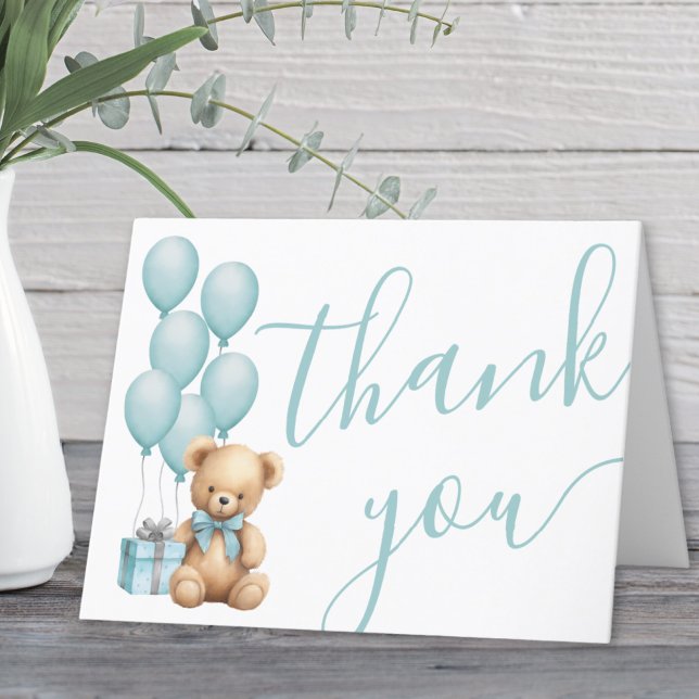 Wir können frühzeitig die Kinderdusche abwarten Dankeskarte (We Can Bearly Wait Boy Baby Shower Thank You Card )