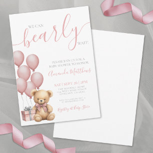 Wir können frühzeitig die Pink Bear Girl Babydusch Einladung
