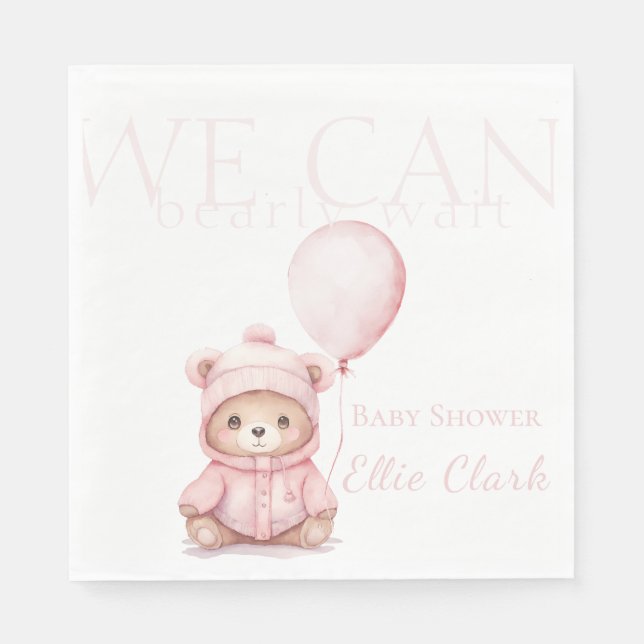 Wir können frühzeitig die Pink Bear Girl Babydusch Serviette (Vorderseite)