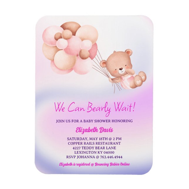 Wir können frühzeitig eine Lila Girl-Babydusche ab Magnet (Vertikal)