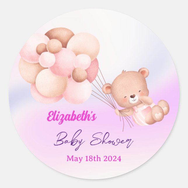 Wir können frühzeitig eine Lila Girl-Babydusche ab Runder Aufkleber (Vorderseite)