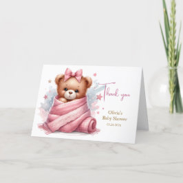 Wir können frühzeitig eine pinkfarbene Babydusche  Dankeskarte