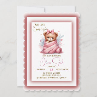Wir können frühzeitig eine pinkfarbene Babydusche Einladung