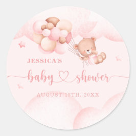Wir können frühzeitig eine pinkfarbene Babydusche Runder Aufkleber