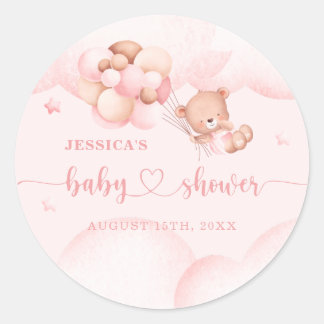 Wir können frühzeitig eine pinkfarbene Babydusche  Runder Aufkleber
