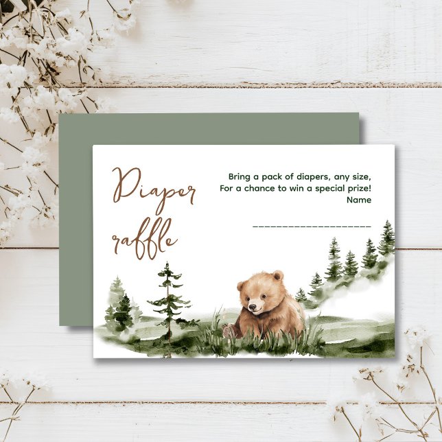 Wir können frühzeitig mit der Baby-Duschkarte aus  Begleitkarte (Cute watercolor forest bear baby shower, woodland theme, sage green, earthy colors, neutral )