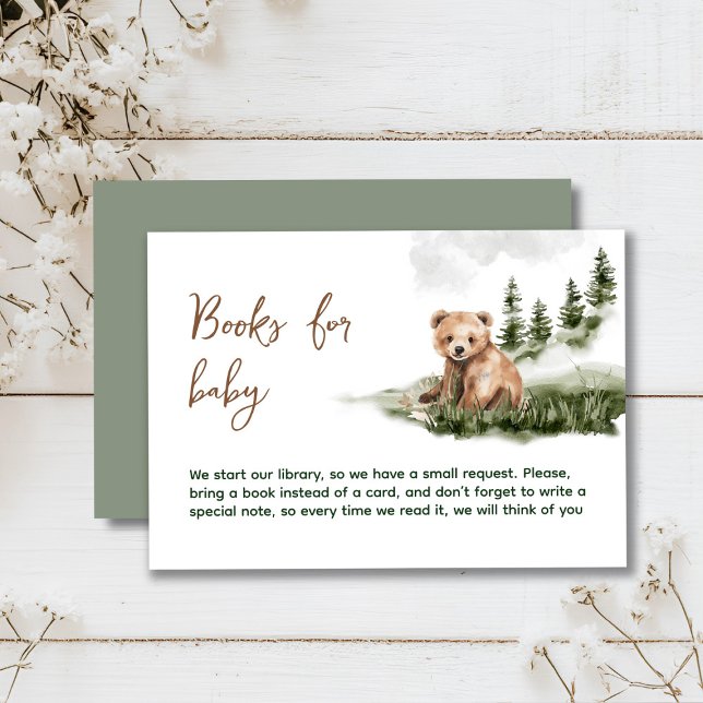 Wir können frühzeitig mit der Baby-Duschkarte aus  Begleitkarte (Cute watercolor forest bear baby shower, woodland theme, sage green, earthy colors, neutral )