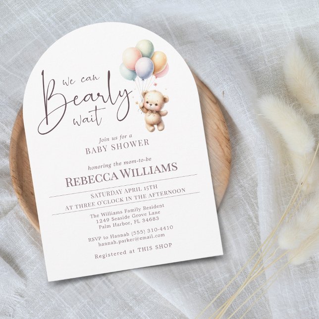 Wir können frühzeitig niedliche Bärenballon Babydu Einladung (Von Creator hochgeladen)