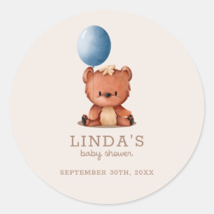 Wir können frühzeitig Niedliche Bärenballon Babydu Runder Aufkleber