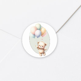 Wir können frühzeitig niedliche Bärenballon Babydu Runder Aufkleber