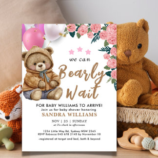 Wir können frühzeitig niedliche Teddy-Babydusche w Einladung