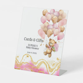 Wir können frühzeitig Pink und Gold Karten und Ges Sockelschild