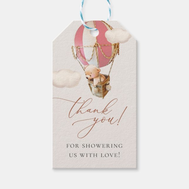 Wir können frühzeitig warten! Baby Shower Einladun Geschenkanhänger (Vorderseite)