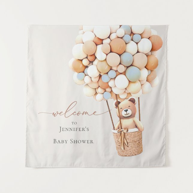 Wir können frühzeitig warten! Babyduschband Wandteppich (Vorderseite)