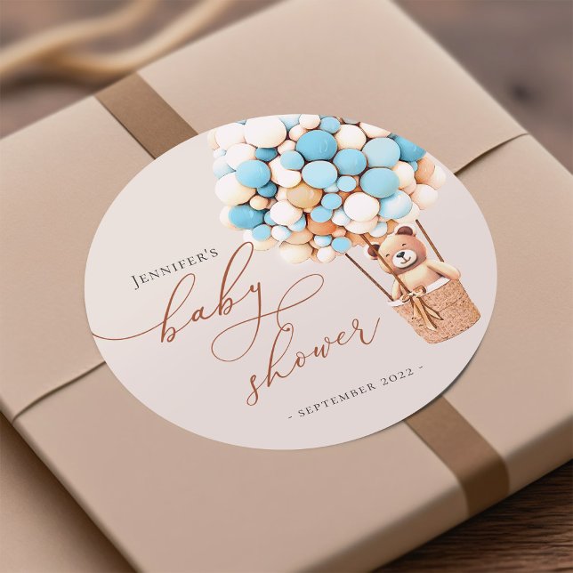 Wir können frühzeitig warten! Babydusche Classic R Runder Aufkleber (Von Creator hochgeladen)