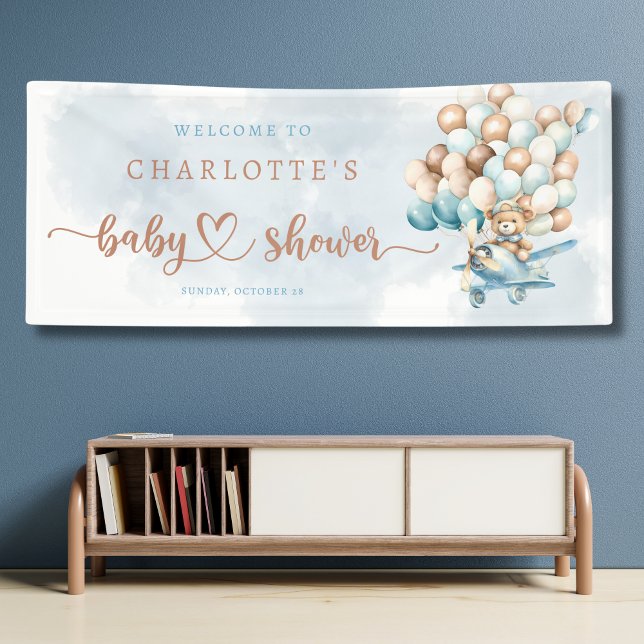 Wir können frühzeitig warten! Balloons Baby Dusche Banner (We can bearly wait baby shower welcome banner, personlized banner)