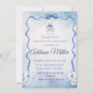 Wir können frühzeitig warten, Blue&White Elegant B Einladung
