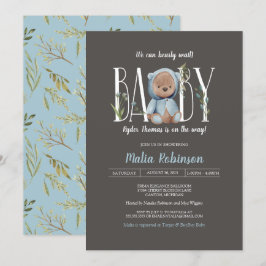 Wir können frühzeitig warten! Boy Blue Teddy Bären Einladung
