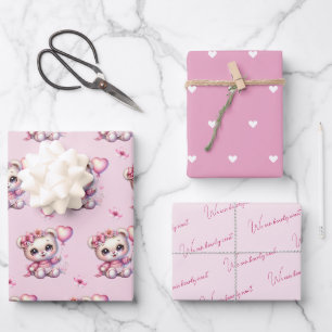 Wir können frühzeitig warten! Niedliche Teddy Bear Geschenkpapier Set