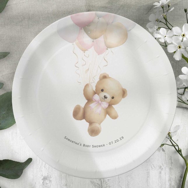Wir können frühzeitig warten, Pink Baby Girl Dusch Pappteller (Pink We can Bearly Wait, baby Girl Shower paper plate.)