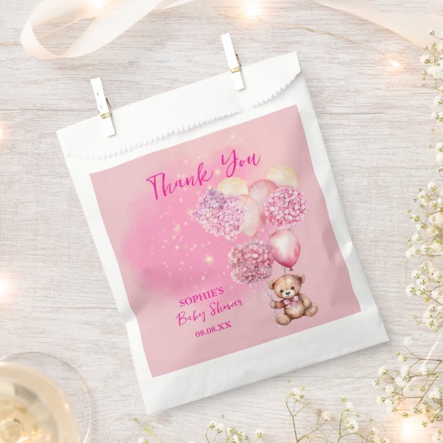 Wir können frühzeitig warten, pink Hydrangeas und  Geschenktütchen (Ausgeschnitten)