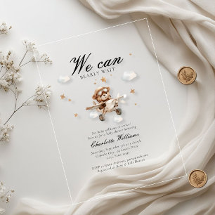 Wir können frühzeitig warten! Teddy Bear & Airplan Acryleinladungen