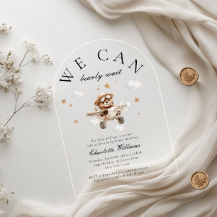 Wir können frühzeitig warten! Teddy Bear & Airplan Acryleinladungen