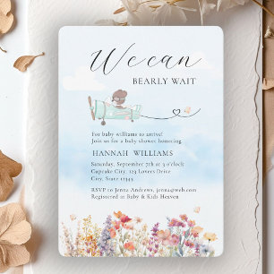 Wir können frühzeitig warten! Wildblume, Babydusch Einladung