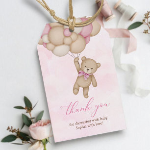 Wir können kaum warten Baby Shower Pink Danke Geschenkanhänger