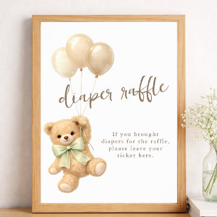 Wir können kaum warten Baby Shower Windel Raffle Poster