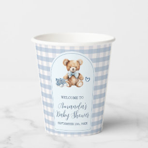 Wir können kaum warten Bär Baby Schuhe Baby Shower Pappbecher