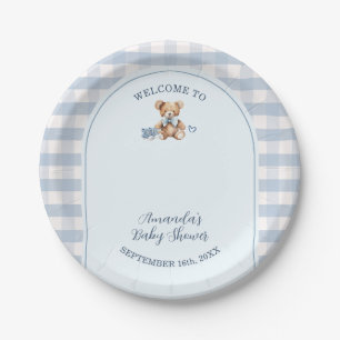 Wir können kaum warten Bär Baby Schuhe Baby Shower Pappteller