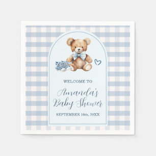 Wir können kaum warten Bär Baby Schuhe Baby Shower Serviette