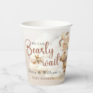 Wir können kaum warten Cub Brown Babyparty Pappbecher