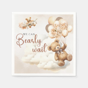 Wir können kaum warten Cub Brown Babyparty Serviette