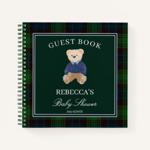 Wir können kaum warten grün kariert Baby Shower Gä Notizbuch