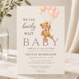 Wir können kaum warten Mädchen Rosa Baby-Party Einladung