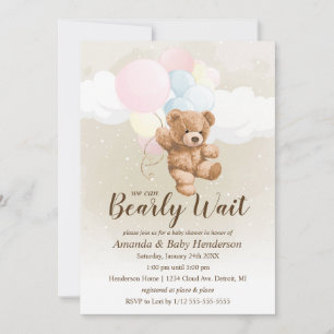 Wir können kaum warten Neutrales Teddybär-Baby-Sho Einladung