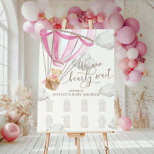 Wir können kaum warten Rosa Babyparty Sitzordnung Poster