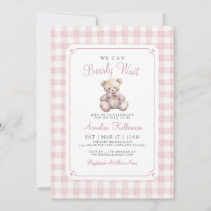 Wir können kaum warten Rosa Bär Baby Shower Einladung