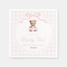Wir können kaum warten Rosa Teddybär Baby-Party