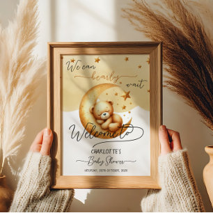 Wir können kaum warten Süße Bär Baby Shower Begrüß Poster