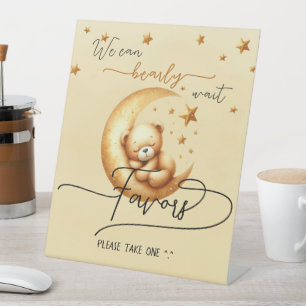 Wir können kaum warten Süße Bären-Baby-Party-Gesch Sockelschild