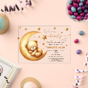 Wir können kaum warten Süßer Babybär Baby-Party Acryleinladungen