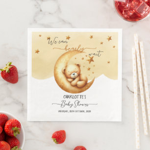 Wir können kaum warten Süßer Babybär Baby-Party Serviette