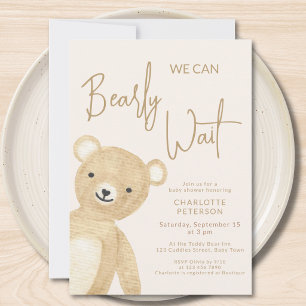Wir können kaum warten Teddy-Bär-Baby-Party Einladung