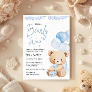 Wir können kaum warten Teddy Bär Baby Shower Einladung