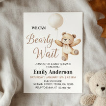 Wir können kaum warten Teddy Bär Ballon Babyparty