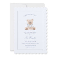 Wir können kaum warten Teddybär Blau Baby-Party